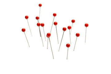 Push pins isolated on white background.