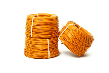 Electrical cable, energy and technology equipment isolated on white