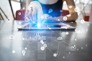 Template for text, Virtual screen Background with icons. Technology concept.