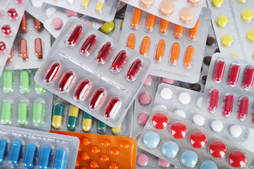 Background of different pills in the pack