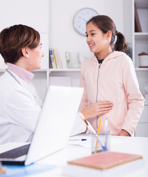 Teenage Girl Visits Doctor In Hospital