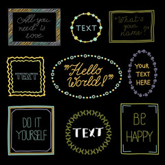 Doodle frames with text - hand drawn