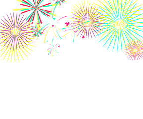 Color fireworks isolated on white background