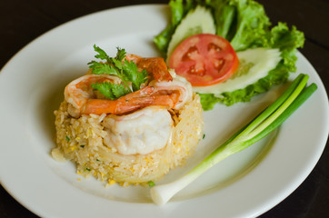 Thai food Fried rice with shrimp.