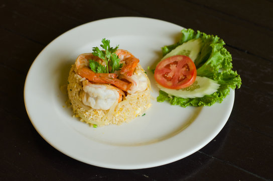 Thai food Fried rice with shrimp.