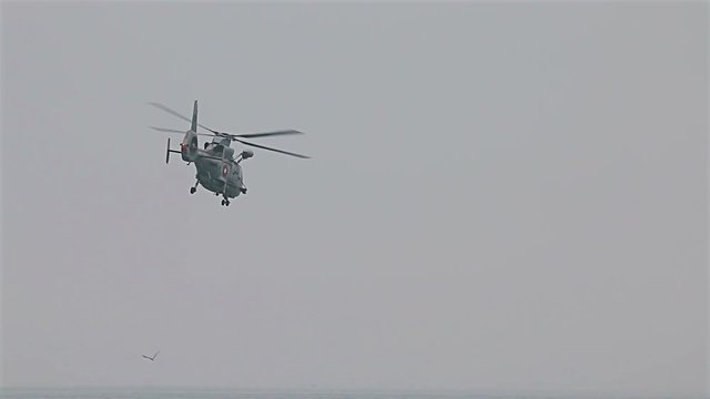 Flying military rescue helicopter Panter