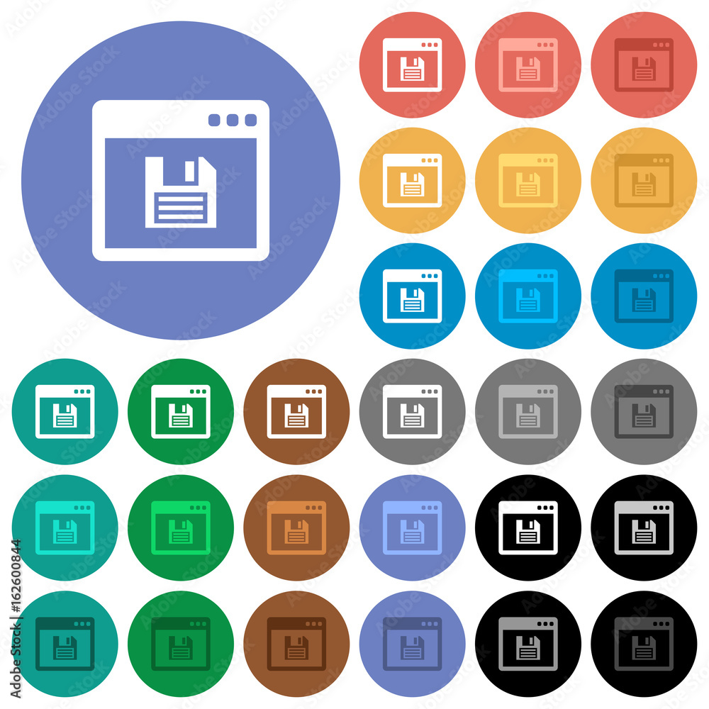 Poster save application round flat multi colored icons