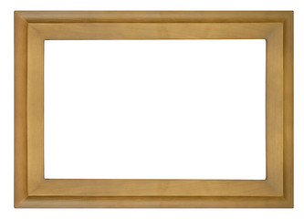 Vintage wood picture frame isolated on white background