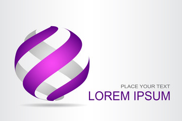 Logo stylized spherical surface with abstract shapes