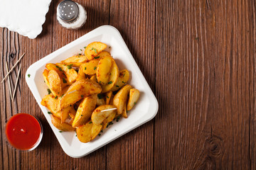 Traditional Spanish baked potato with hot pepper chili.