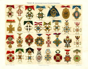 Fototapeta premium Orders of European countries (from Meyers Lexikon, 1896, 222/223)