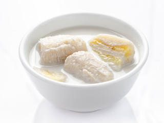 Boiled banana in coconut milk, Thai dessert.