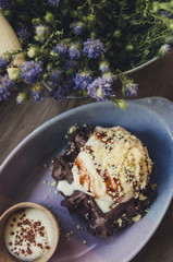 brownie with icecream. sweet and dessert. ice cream