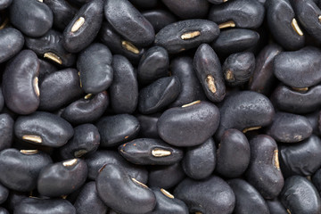 Top view of Black bean background, Prepared black bean for cooking