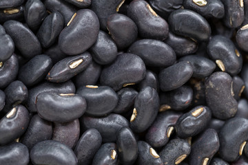 Top view of Black bean background, Prepared black bean for cooking