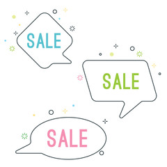 Simple sale speech bubbles with geometric signs vector illustration