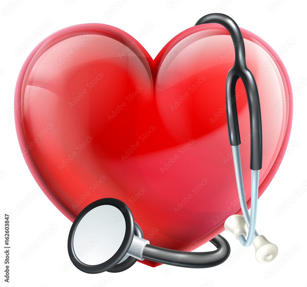 Sticker stethoscope and heart concept