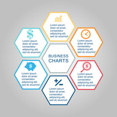 Vector illustration infographics seven hexagons. Stock vector
