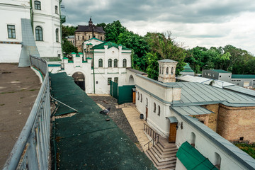 Fototapeta na wymiar view of buildings inside Kyiv Pechersk Lavra in the yard, Kyiv, Ukraine