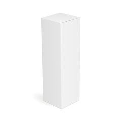 White slim high rectangular box isolated. Mockup for your design. Vector illustration