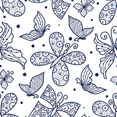 Cute butterfly. Vector seamless pattern.