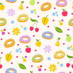 Donuts tasty coockie seeamless pattern vector background