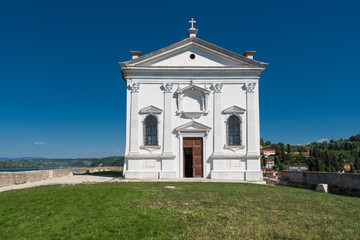 Fototapeta na wymiar St. George´s Parish Church in Piran in Slovenia. The church was bult in the venetian renaissance architectural style.