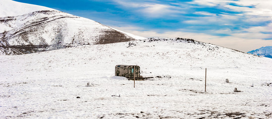 Landscape with view of winter military road in Georgia