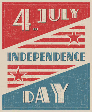 Happy independence day United States of America, 4th of July grunge style. Retro illustration.