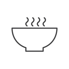 Hot soup bowl line icon, outline vector sign, linear style pictogram isolated on white. Symbol, logo illustration. Editable stroke. Pixel perfect graphics