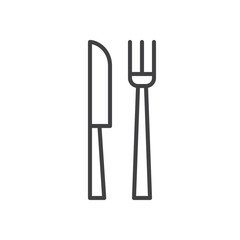 Fork knife line icon, outline vector sign, linear style pictogram isolated on white. Food symbol, logo illustration. Editable stroke. Pixel perfect graphics