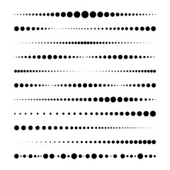 Lines made of dots. For brushes, decorative elements, dividing lines. Vector illustration.