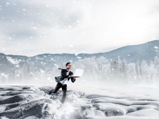 Fototapeta premium Nothing gonna stop him. Mixed media