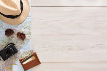 Travel and modern technologies background, copy space