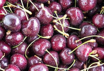 Fresh, ripe, juicy cherries backgroung