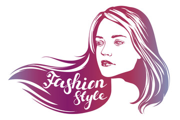 girl , beautiful woman face hand drawn vector illustration sketch