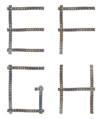  jeans alphabet E, F, G, H