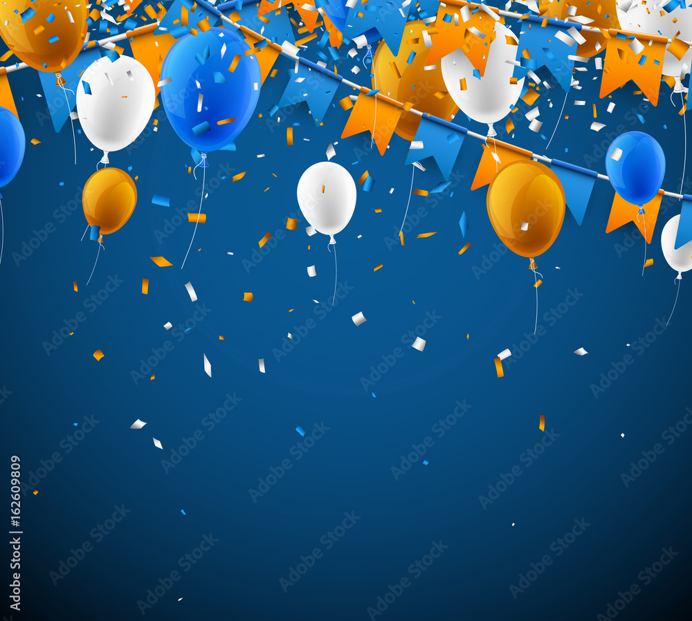 Poster background with flags and balloons.