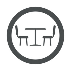 Icono plano comedor en circulo color gris