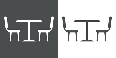 Icono plano comedor gris y blanco