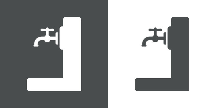 Icono plano fuente gris y blanco
