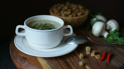Cream-soup with champignons.