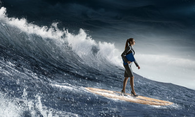 Catching success wave. Mixed media