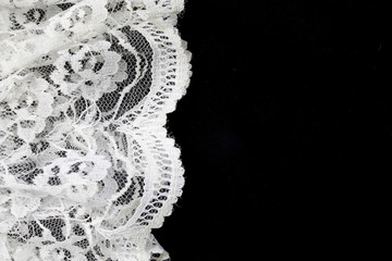Vintage White Lace on Black Background