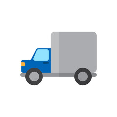Fototapeta premium Shipping truck flat icon, filled vector sign, colorful pictogram isolated on white. Delivery symbol, logo illustration. Flat style design