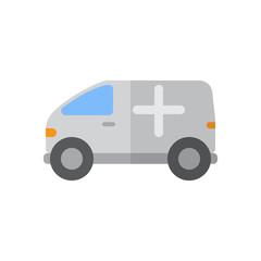 Ambulance truck flat icon, filled vector sign, colorful pictogram isolated on white. Symbol, logo illustration. Flat style design