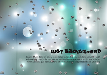 Vector abstract colorful background in green and blue color with water drops
