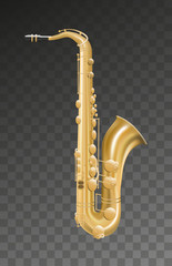 Saxophone music instrument on transparent background