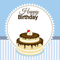 happy birthday invitation with sweet cake. space for text
