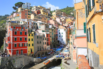 Fototapeta na wymiar Historic Riomaggiore in Cinque Terre National Park, Liguria, Italy